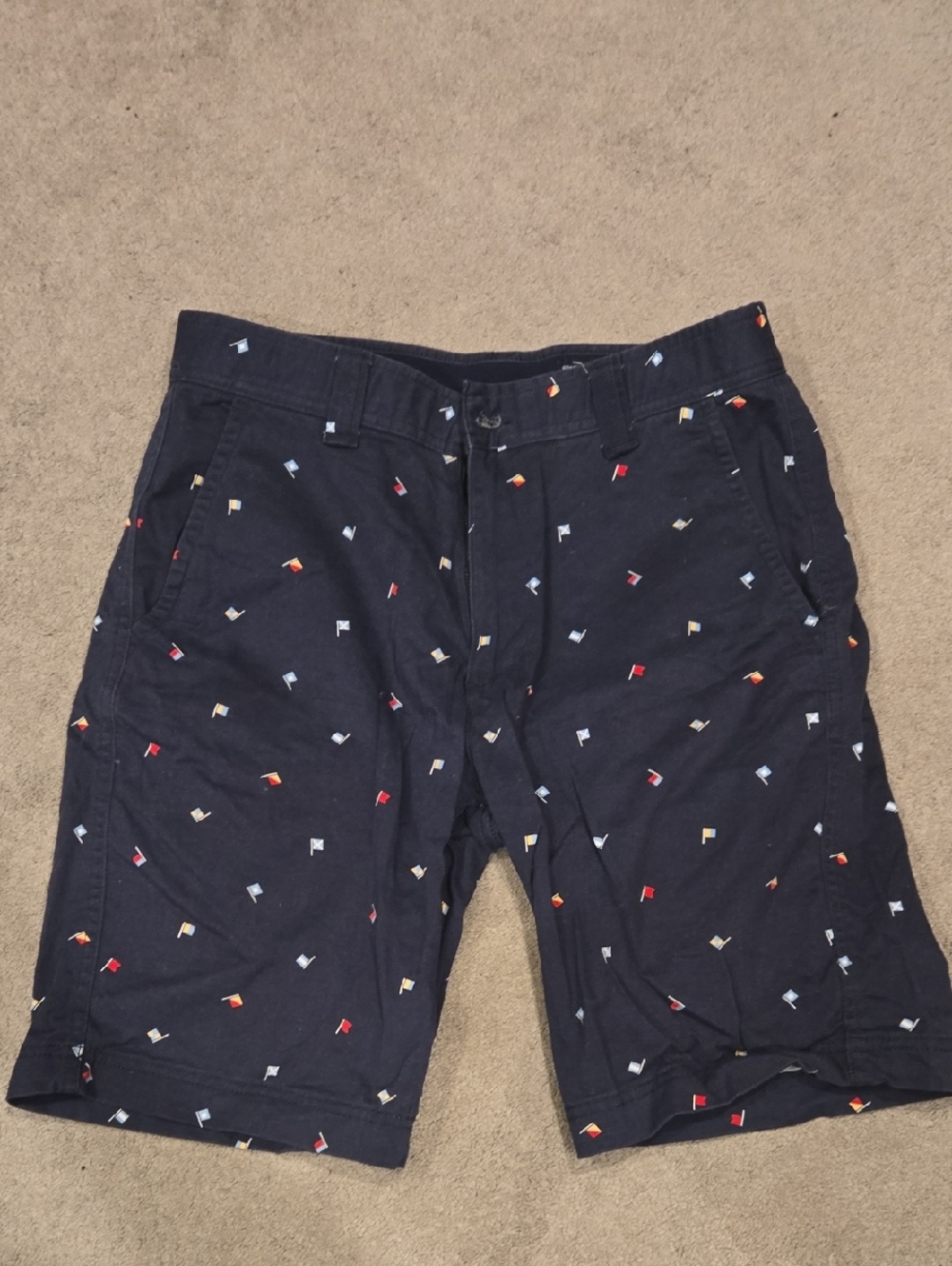 St. John's Bay Navy Flag-Print Flat Front Shorts